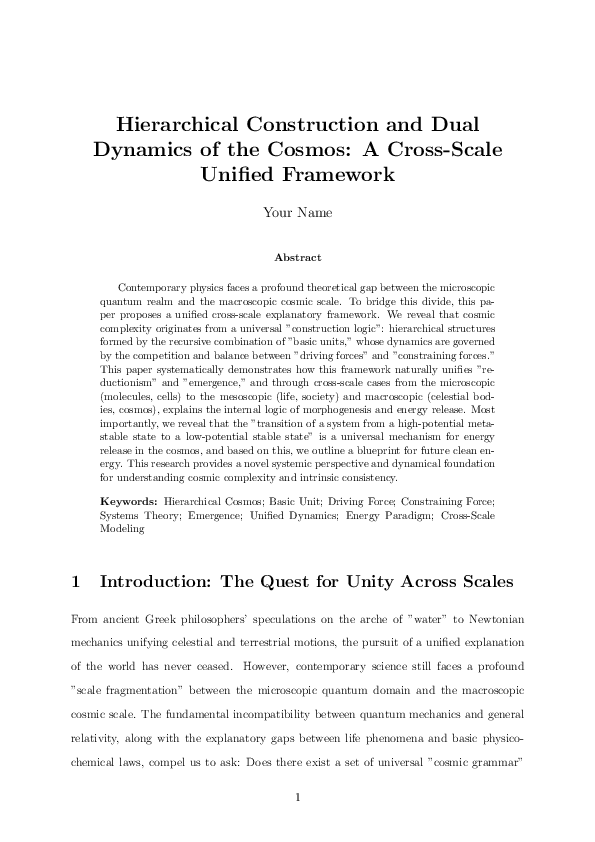 (PDF) Hierarchical Construction and Dual Dynamics of the Cosmos: A ...