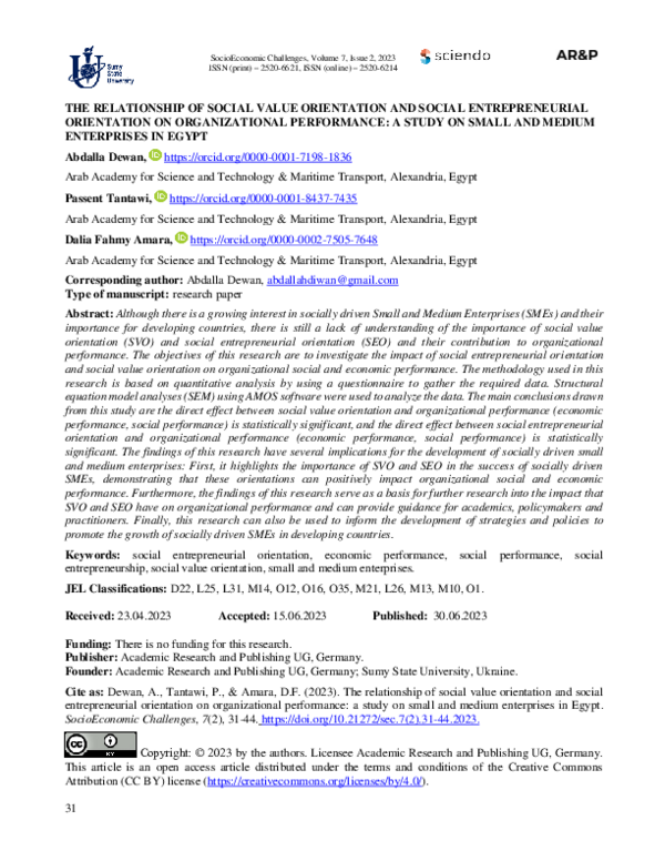 (PDF) The relationship of social value orientation and social ...
