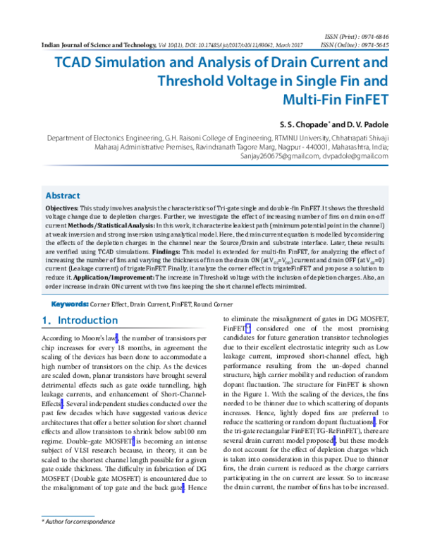 (PDF) TCAD Simulation and Analysis of Drain Current and Threshold ...