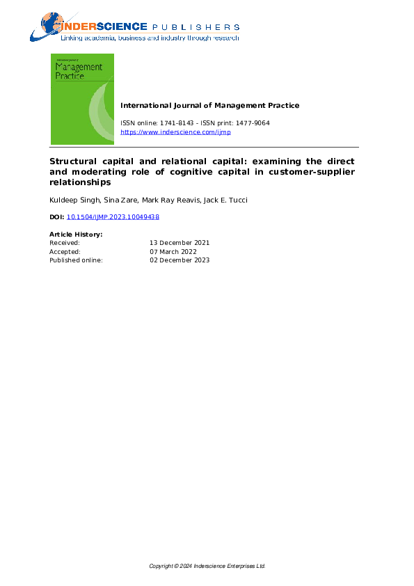 (PDF) Structural Capital and Relational Capital: Examining the Direct ...