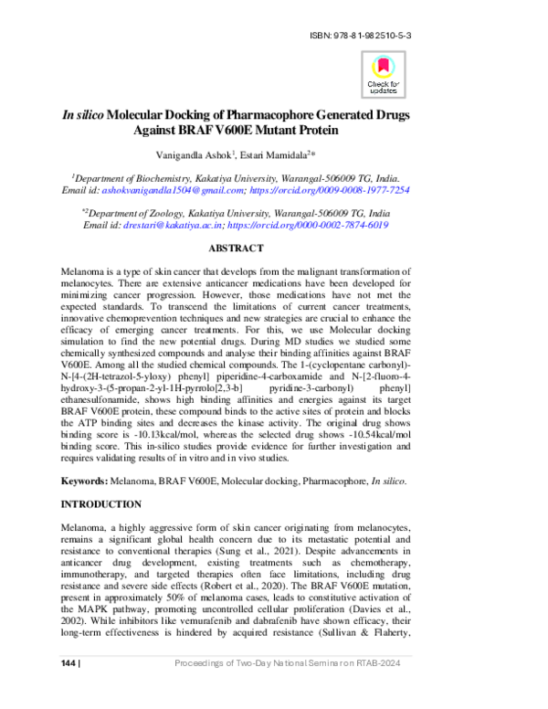(PDF) In silico Molecular Docking of Pharmacophore Generated Drugs ...
