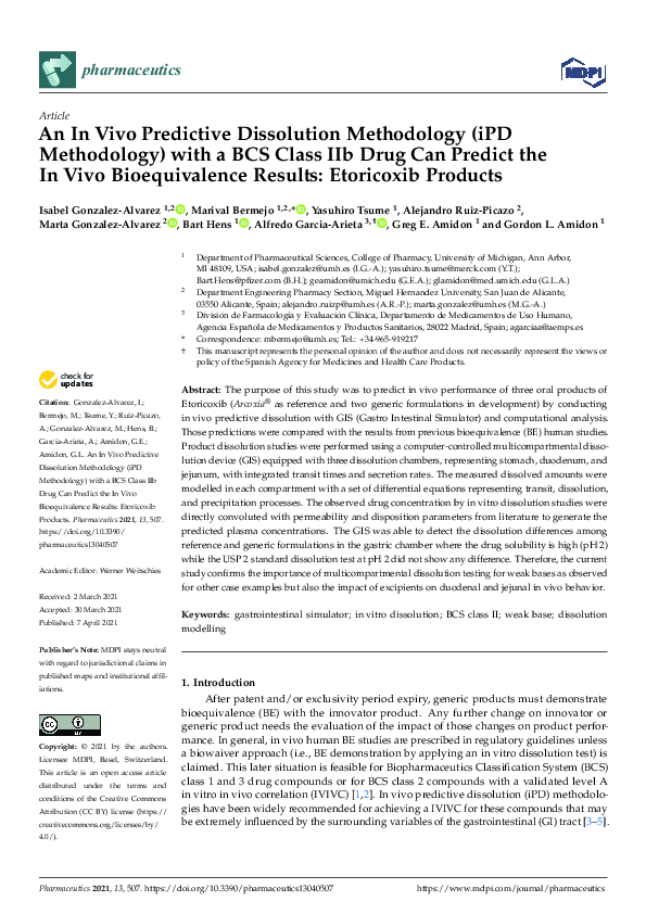 (PDF) An In Vivo Predictive Dissolution Methodology (iPD Methodology ...