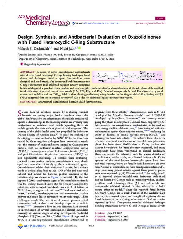 (PDF) Design, Synthesis, and Antibacterial Evaluation of Oxazolidinones ...