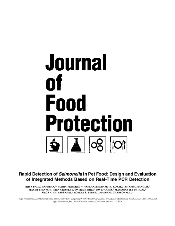 (PDF) Rapid Detection of Salmonella in Pet Food: Design and Evaluation ...