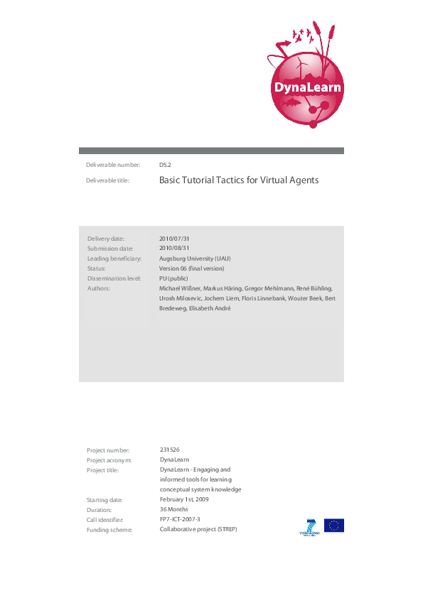(PDF) Basic tutorial tactics for virtual agents