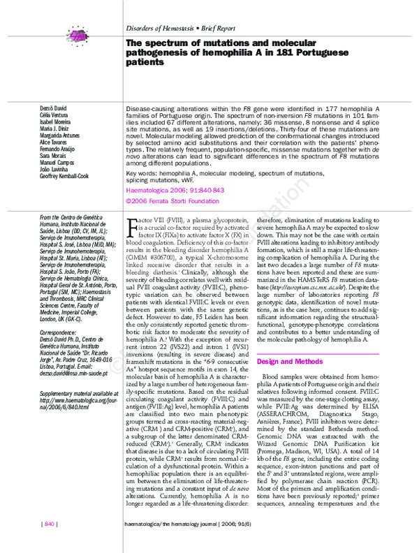 (PDF) The spectrum of mutations and molecular pathogenesis of ...