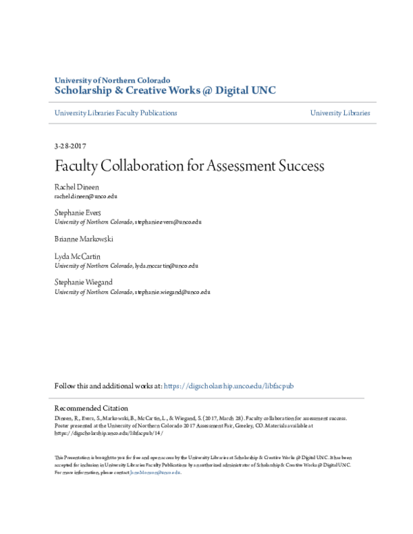 (PDF) Faculty Collaboration for Assessment Success