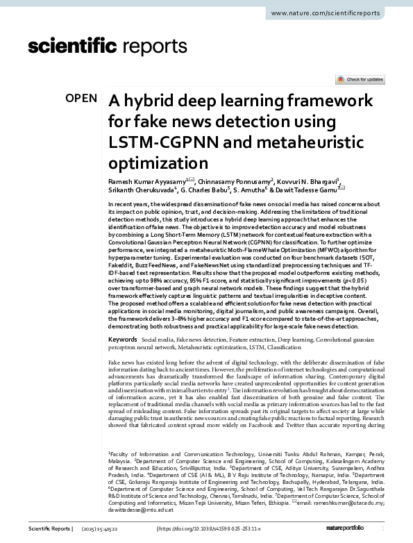 (PDF) A hybrid deep learning framework for fake news detection using ...