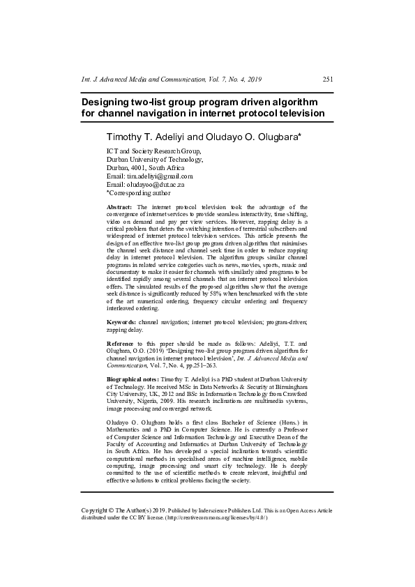 (PDF) Designing two-list group program driven algorithm for channel ...