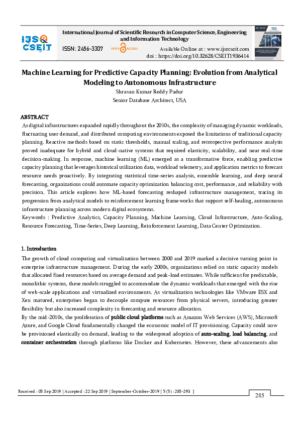 (PDF) Machine Learning for Predictive Capacity Planning: Evolution from ...