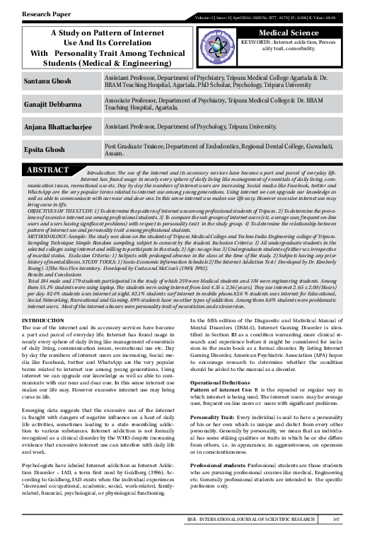 (PDF) A Study on Pattern of Internet Use and Its Correlation with ...