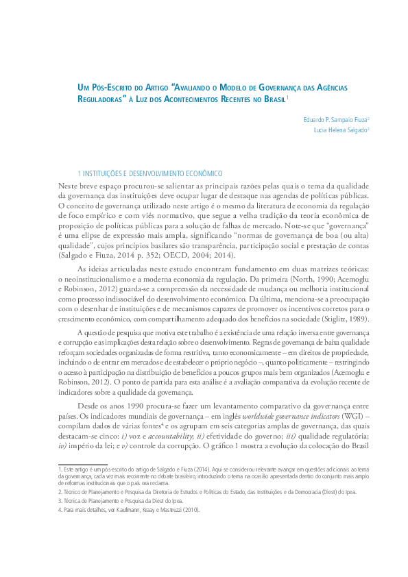 (PDF) Um pós-escrito do artigo “Avaliando o Modelo de Governança das ...