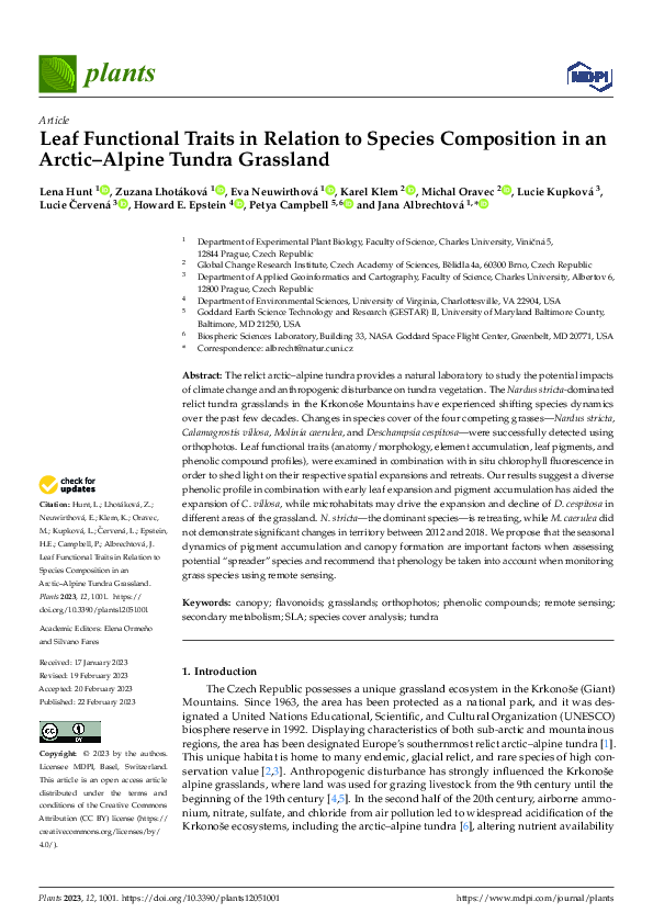 (PDF) Leaf Functional Traits in Relation to Species Composition in an ...