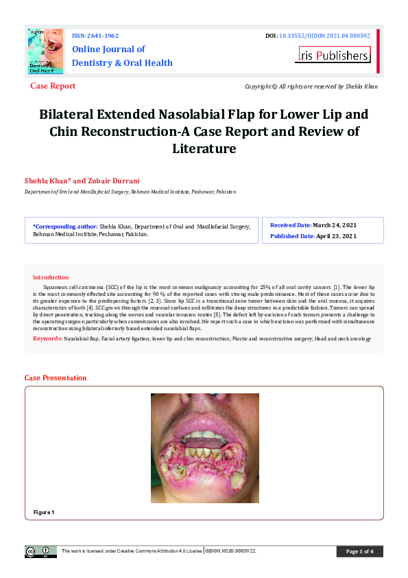 (PDF) Bilateral Extended Nasolabial Flap for Lower Lip and Chin ...