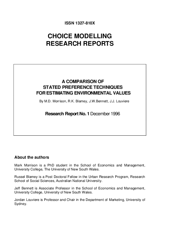 (PDF) A Comparison of Stated Preference Techniques for Estimating ...