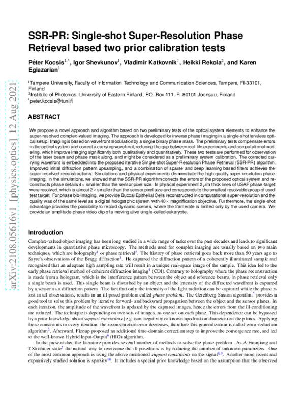 (PDF) SSR-PR: Single-shot Super-Resolution Phase Retrieval based two ...