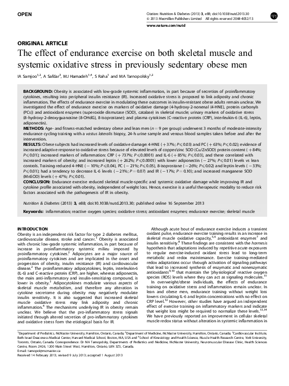 (PDF) The effect of endurance exercise on both skeletal muscle and ...