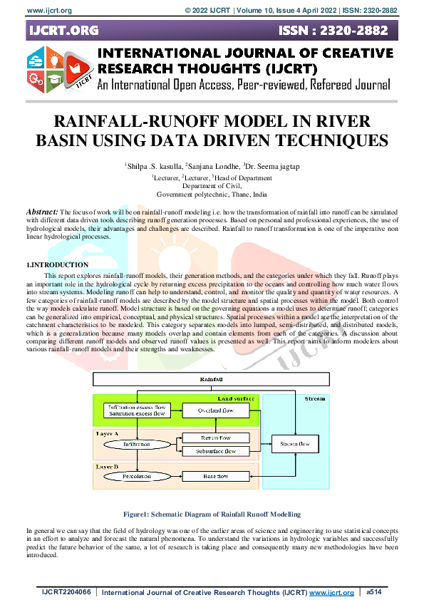 (PDF) Rainfall-Runoff Model in River Basin Using Data Driven Techniques