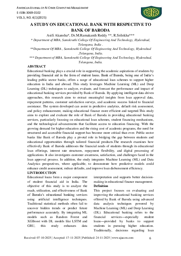 (PDF) A STUDY ON EDUCATIONAL BANK WITH RESPECTIVE TO BANK OF BARODA