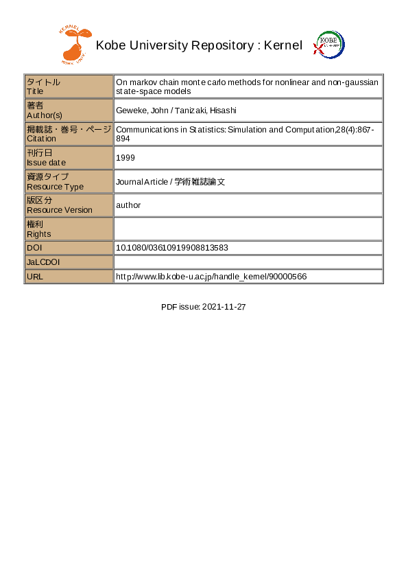 PDF) On markov chain monte carlo methods for nonlinear and non