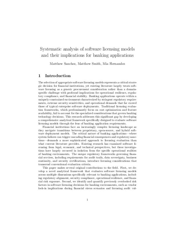 (PDF) Systematic analysis of software licensing models and their ...