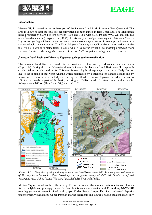 (PDF) Geological Analysis of Aeromagnetic Data over the Blyklippen Lead ...