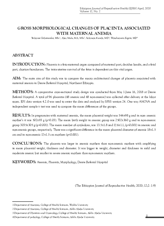 (PDF) Gross Morphological Changes of Placenta Associated with Maternal ...