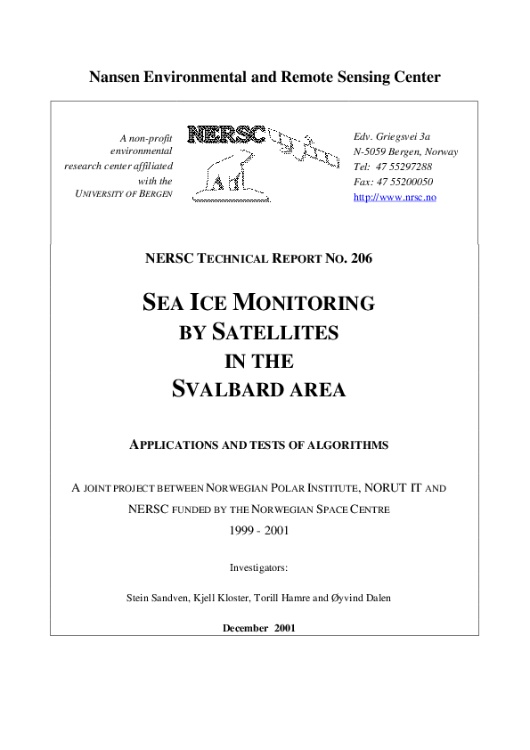 (PDF) SEA ICE MONITORING BY SATELLITES IN THE SVALBARD AREA ...