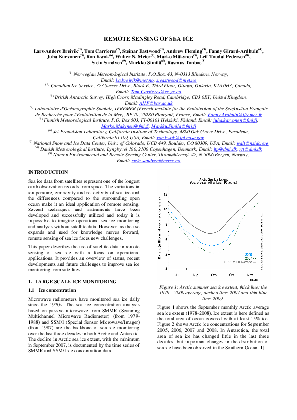 (PDF) Remote Sensing of Sea Ice