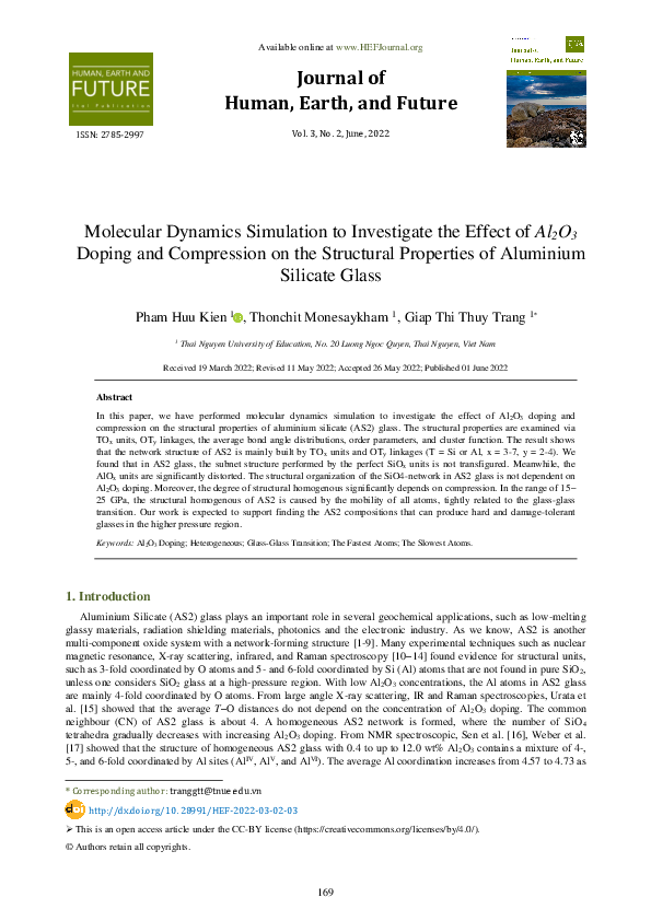 (PDF) Molecular Dynamics Simulation to Investigate the Effect of Al 2 O ...
