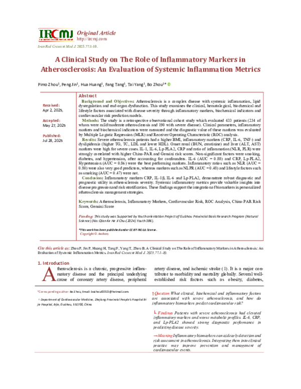 (PDF) A Clinical Study on The Role of Inflammatory Markers in ...