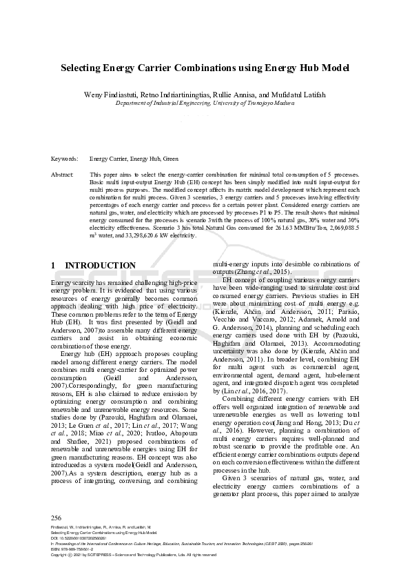 (PDF) Selecting Energy Carrier Combinations using Energy Hub Model