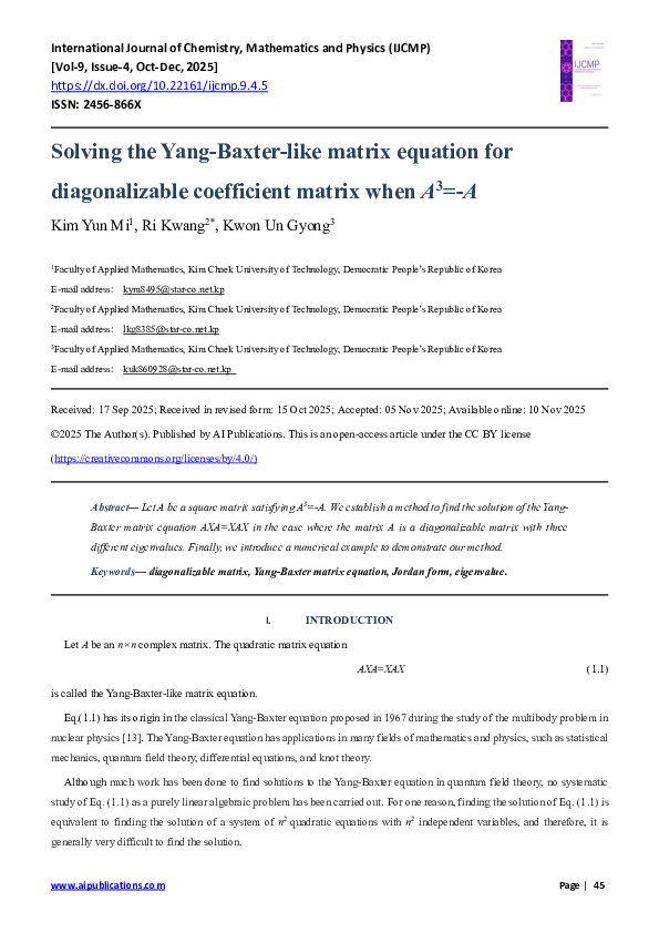 (PDF) Solving the Yang-Baxter-like matrix equation for diagonalizable ...