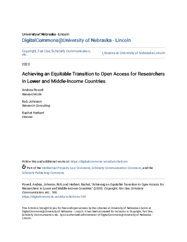 (PDF) Achieving an Equitable Transition to Open Access for Researchers ...