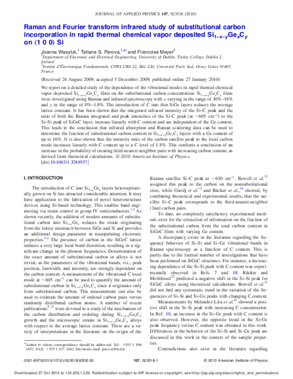 (PDF) Raman and Fourier transform infrared study of substitutional ...
