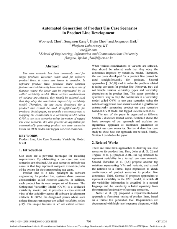 (PDF) Automated generation of product use case scenarios in product ...