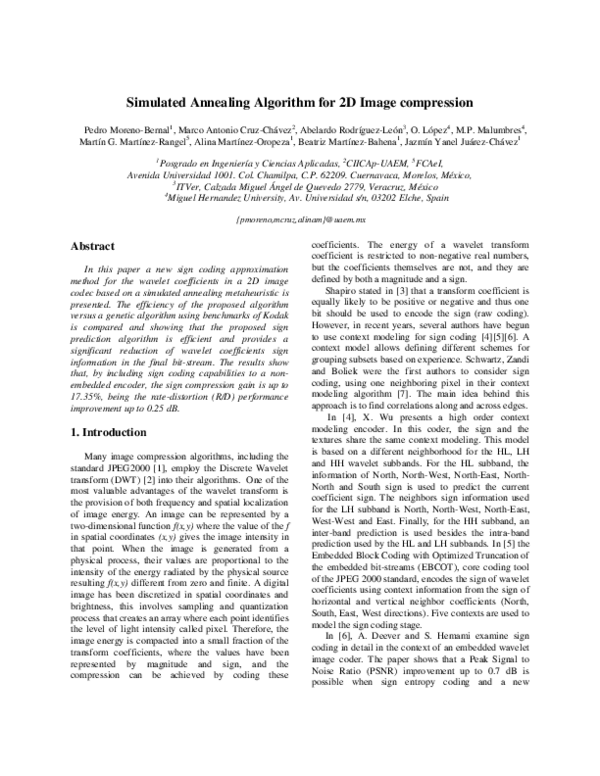 (PDF) Simulated Annealing Algorithm for 2D Image Compression