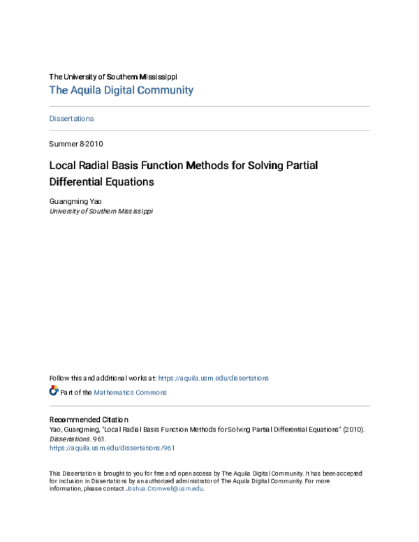 (PDF) Local radial basis function methods for solving partial ...
