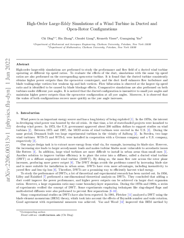(PDF) High-Order Large Eddy Simulations of a Wind Turbine in Ducted and ...