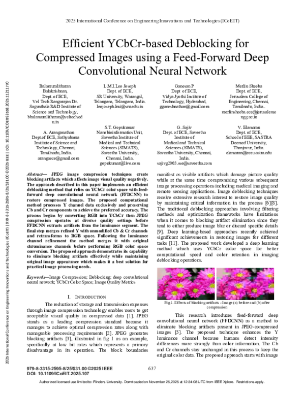 (PDF) Efficient YCbCr-based Deblocking for Compressed Images using a ...
