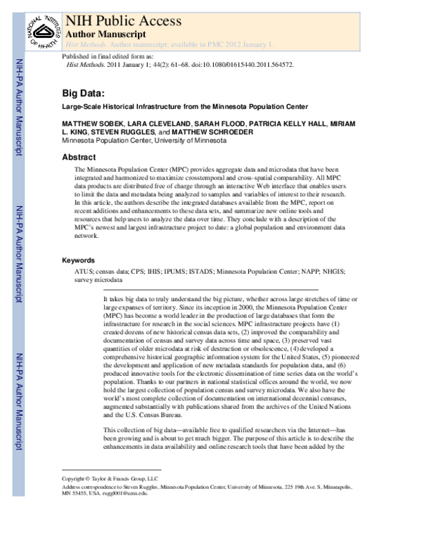 (PDF) Big Data: Large-Scale Historical Infrastructure from the ...