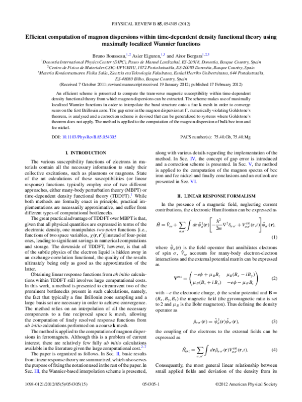 (PDF) Efficient computation of magnon dispersions within time-dependent ...
