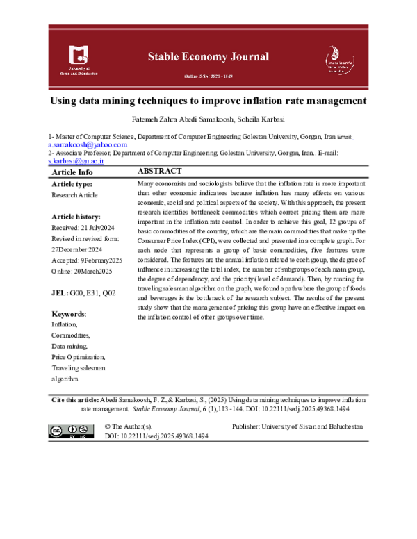 (PDF) Using data mining techniques to improve inflation rate management