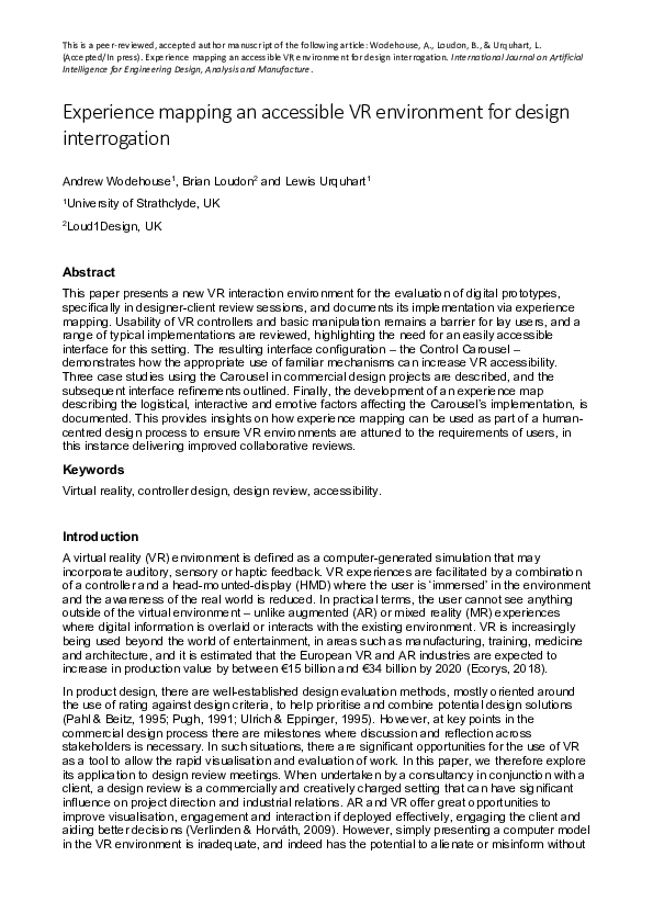 (PDF) The configuration and experience mapping of an accessible VR ...