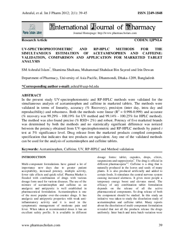 (PDF) Uv-Spectrophotometric and RP-HPLC Methods for the Simultaneous ...