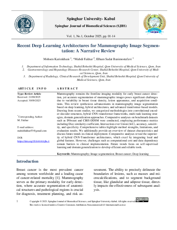 (PDF) Recent Deep Learning Architectures for Mammography Image ...