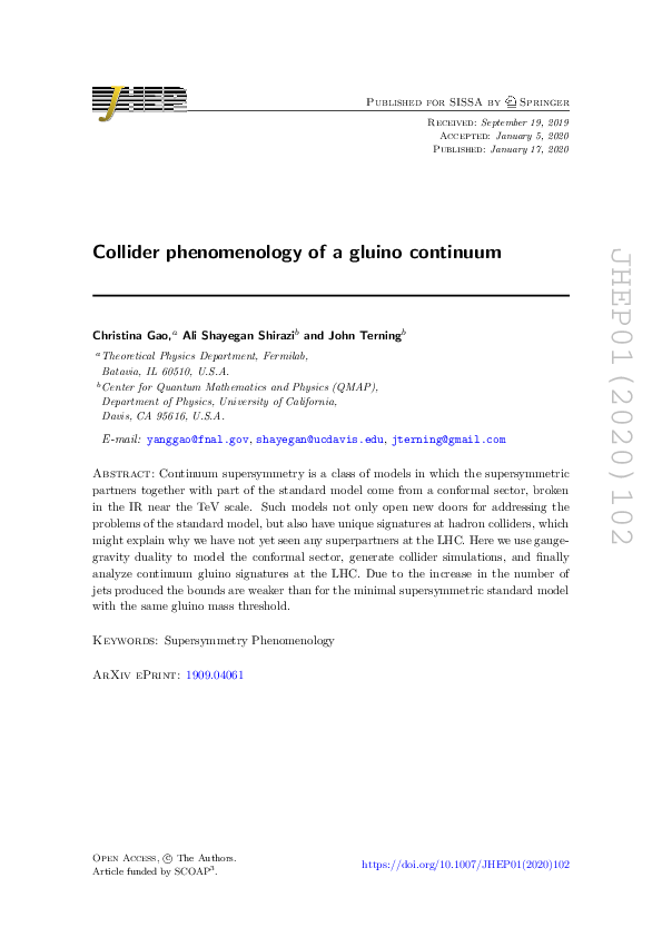 (PDF) Collider phenomenology of a gluino continuum