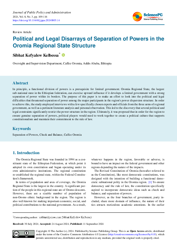 (PDF) Political and Legal Disarrays of Separation of Powers in the ...