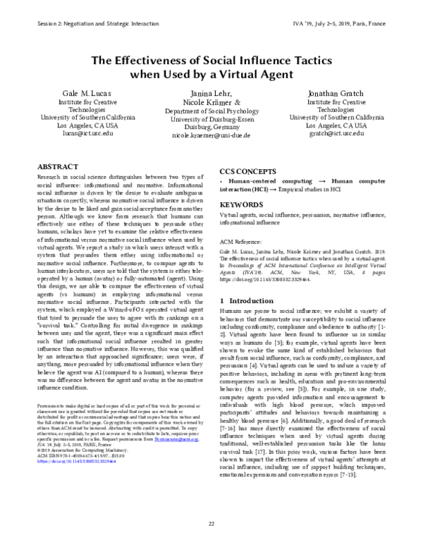 (PDF) The Effectiveness of Social Influence Tactics when Used by a ...