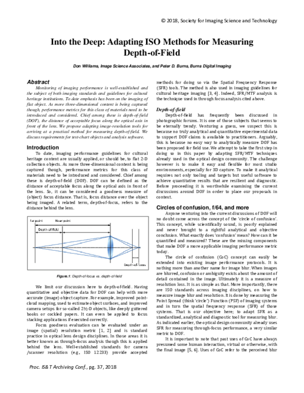 (PDF) Into the Deep: Adapting ISO Methods for Measuring Depth-of-Field